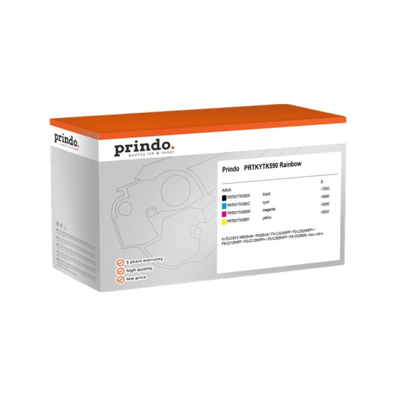 ORIGINAL Prindo Value Pack nero / ciano / magenta / giallo PRTKYTK590 Rainbow Classic 1x PRTKYTK590K + 1x PRTKYTK590C + 1x PRTKY